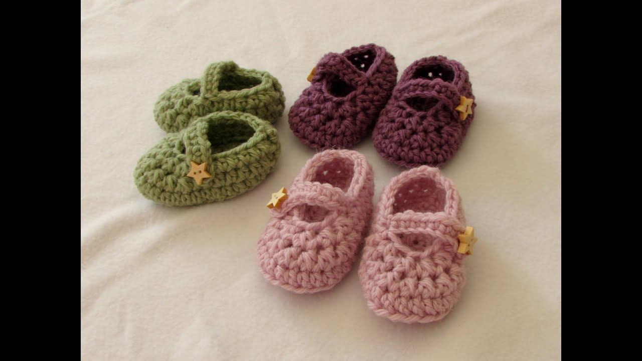 How to crochet easy baby Mary Jane shoes - booties / slippers for beginners смотреть онлайн