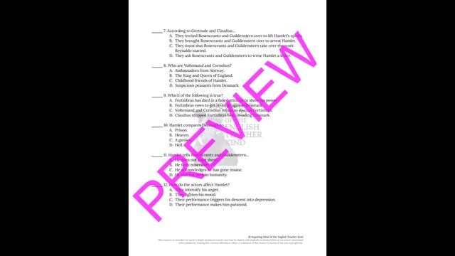 Hamlet Act 2 Quiz and Answer Key смотреть онлайн
