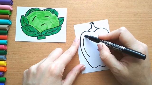 Как нарисовать ОВОЩИ МОРКОВЬ КАПУСТУ ПЕРЕЦ / мультик раскраска для детей / Нарисуй Ка смотреть онлайн