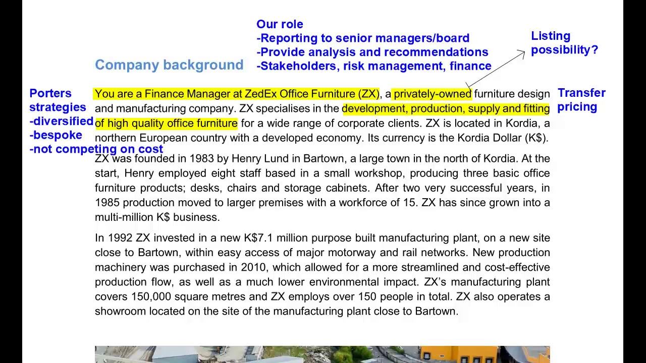 CIMA Management Case Study Pre-seen Analysis - ZX Office Furniture - November 2017 смотреть онлайн