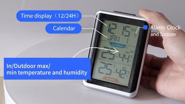 Geevon Indoor Outdoor Thermometer Wireless Digital Hygrometer Temperature Gauge With Tim