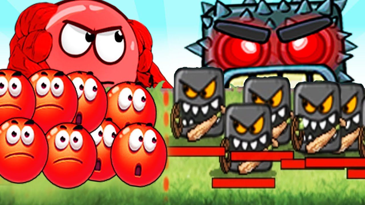 Bttle world Red Ball - противостояние красный шарик против квадратов захватчиков! Шар бицуха! смотреть онлайн