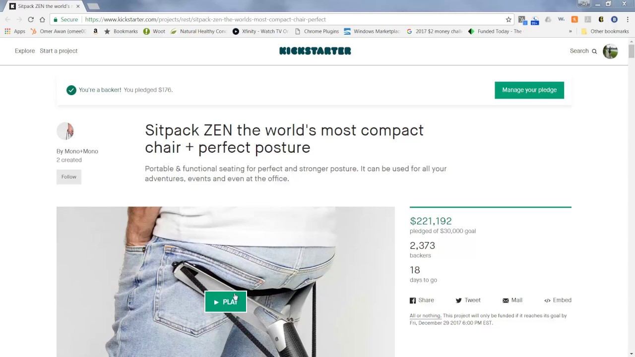 Sitpack ZEN The World's Most Compact Chair And Perfect Posture On Kickstarter смотреть онлайн