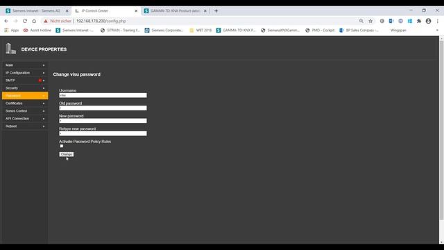 7.5 Siemens GAMMA KNX IP Control Center V4: The configuration manager - Passwords смотреть онлайн
