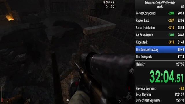 Return To Castle Wolfenstein Speedrun Full Game 1:03:14
