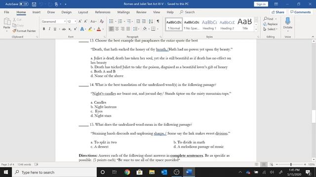 Review - Romeo and Juliet Act III - V Test смотреть онлайн