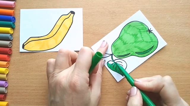 Как нарисовать ФРУКТЫ / БАНАН ГРУША ЯБЛОКО / мультик раскраска для детей / Нарисуй Ка смотреть онлайн