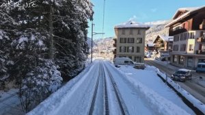 Зимняя экскурсия из Гриндельвальда в Интерлакен, Швейцария # Вид машиниста поезда # 4K 60fps UHD HDR