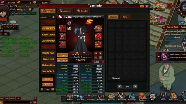 Bleach Online - Shini Game | my stats and my formation in game (lvl 129 ) смотреть онлайн