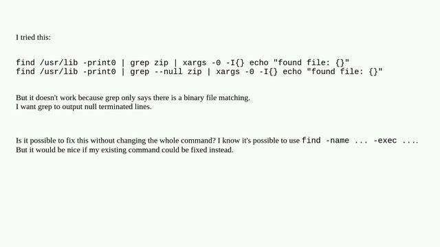 How to grep "find -print0" output? смотреть онлайн