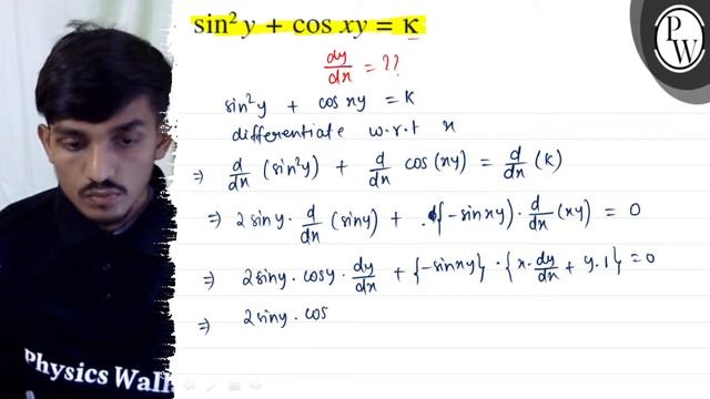 \( \begin{aligned} \sin ^{2} Y+\cos X Y=\kappa \\ & \frac{d Y}{d X}...