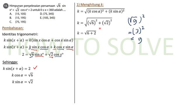 Himpunan penyelesaian persamaan akar 6 sin x+ akar 2 cos x = 2 untuk x lebih dari sama dengan nol смотреть онлайн