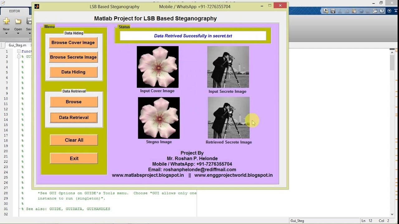 Matlab Project for Image Steganography for Secret Data hiding Full Source Code смотреть онлайн