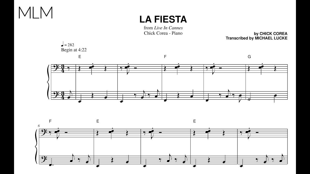 Chick Corea - La Fiesta (Solo Piano) - Transcription (Sheet Music in Description) смотреть онлайн