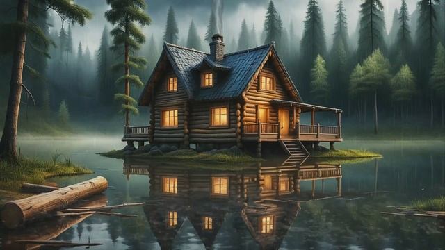🌧️ Шум дождя и 🏡 уютный домик на красивом озере. Ваш 💤 релакс и здоровый сон.