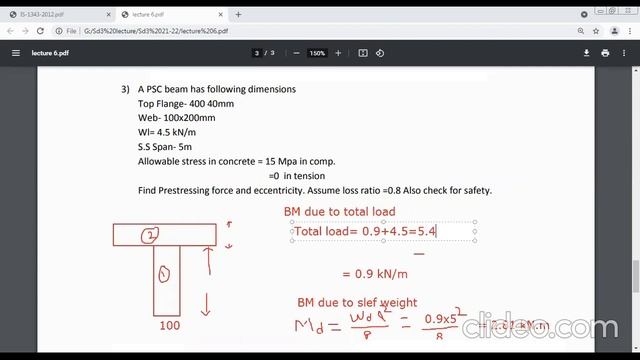 To Find Pre stressing force and eccentricity смотреть онлайн