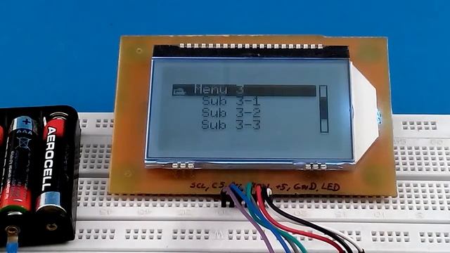 Wyświetlacz ST7565R M2tklib Menu