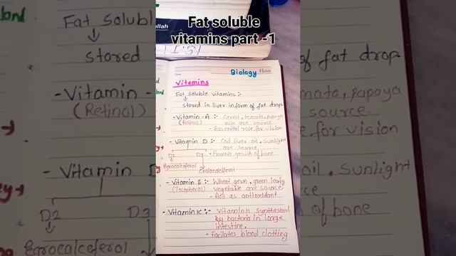 Fat Soluble Vitamins Part -1 🩺🩺#neet #neet Aspirant #studymotivation
