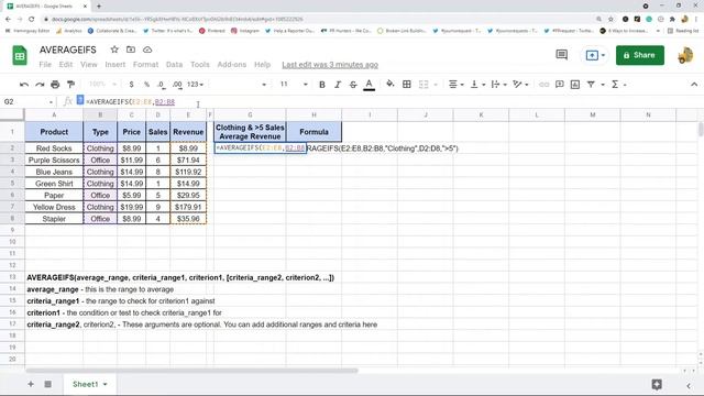 How to Use the AVERAGEIFS Function in Google Sheets смотреть онлайн