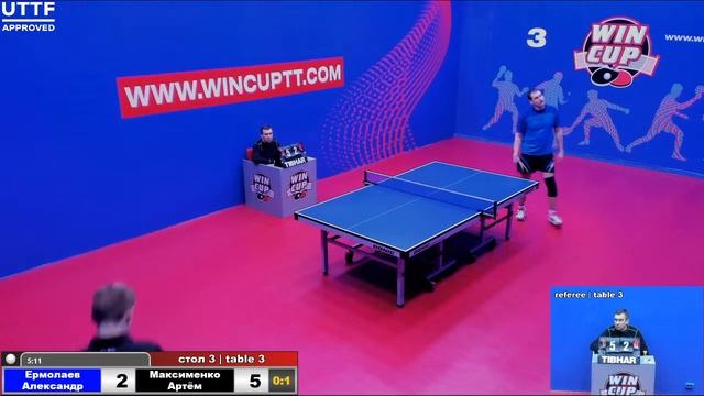 Ермолаев Александр 0-3 Максименко Артём Турнир Восток 3 WIN CUP 5.02.21 Прямая трансляция Зал 3 смотреть онлайн