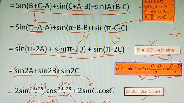 If A+B+C = π , Prove that: Sin(B+C-A)+sin(C+A-B)+sin(A+B-C)= 4sinA.sinB.sinC смотреть онлайн