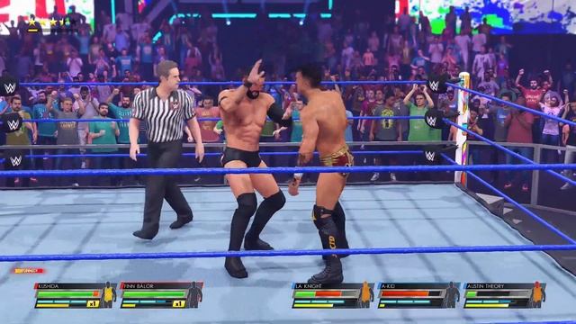 WWE 2K22 Kushida & Finn Balor Vs A-Kid & LA Knight & Austin Theory Handicap Match