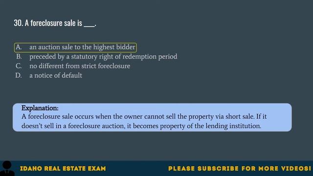 Idaho Real Estate Exam 2020 (60 Questions With Explained Answers)