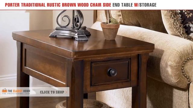 Porter Traditional Rustic Brown Wood Chair Side End Table With Storage