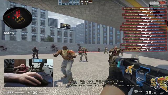 Zowie G-SR-SE test on CsGo Training map by Low Sens player смотреть онлайн