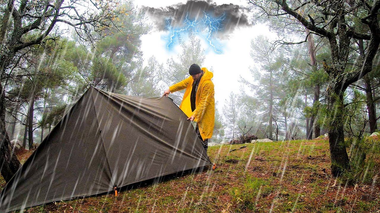 Camping in Heavy Rain and Thunderstorm - Bad Weather Conditions,Relaxing Rain Sounds - ASMR смотреть онлайн