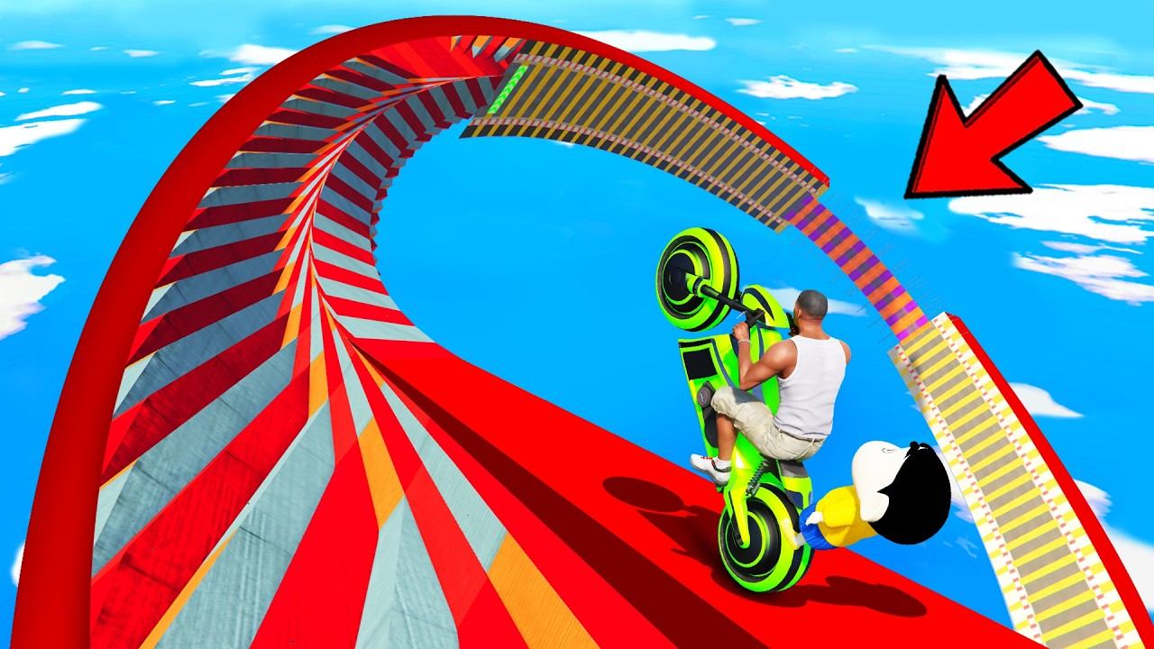 SHINCHAN AND FRANKLIN TRIED THE IMPOSSIBLE SPIRAL RED ROAD LOOP PARKOUR CHALLENGE GTA 5 смотреть онлайн