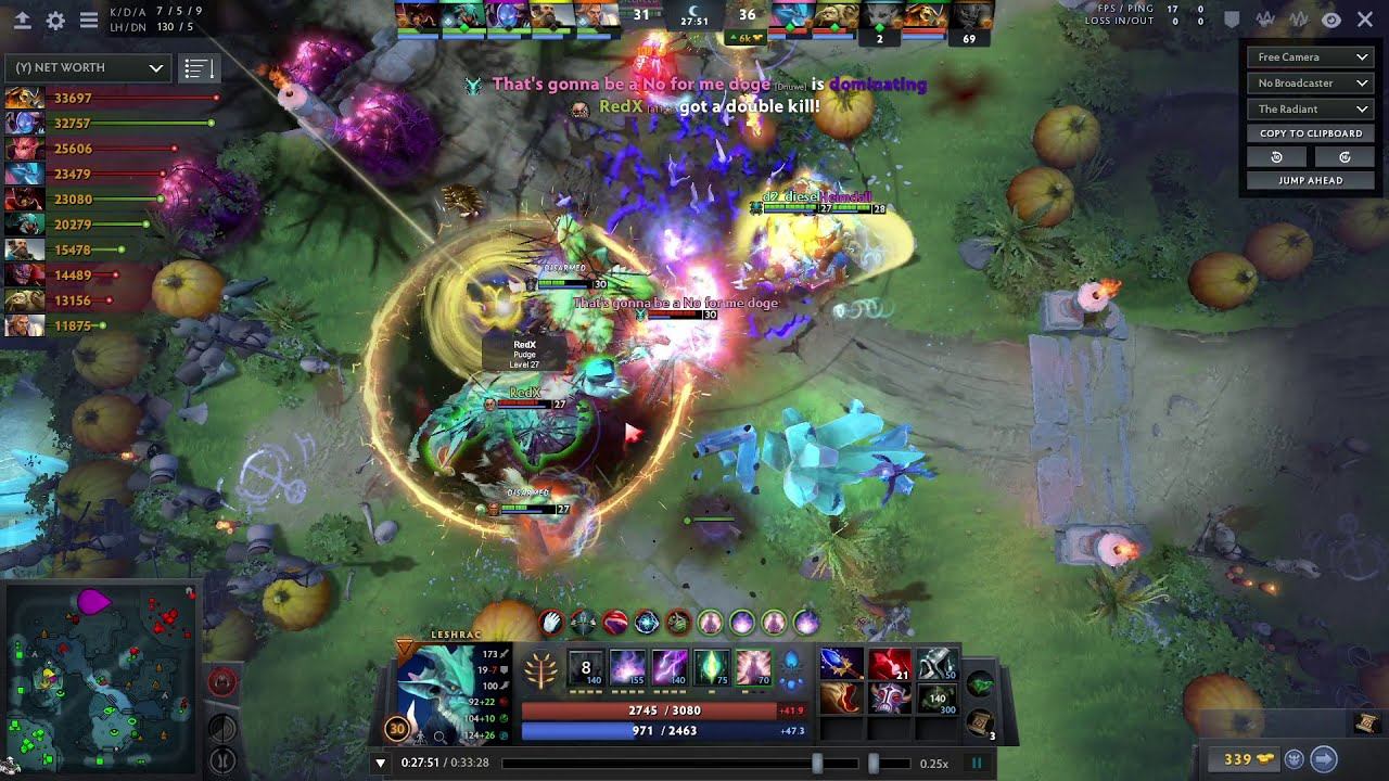 Leshrac with Refresher, Scepter and shard - Some weird Team Fight 0.25x Slow Motion recap. смотреть онлайн