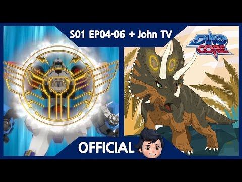 [DinoCore] S01 & John TV | Level 5 Union! Ultra D-Buster! Saber's Speed! | Pentaceratops | EP04-06