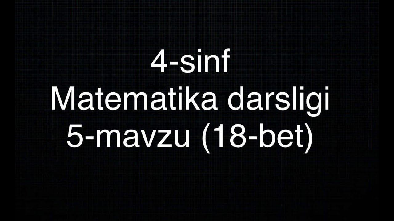 4- Sinf MATEMATIKA Darslik | UYGA VAZIFA