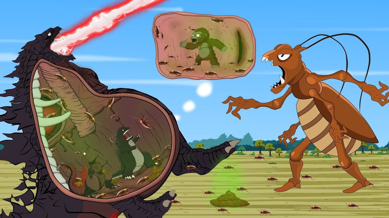 GODZILLA & KONG vs Evolution of GIANT COCKROACH Attack: The Battle Against Digestive System - FUNNY смотреть онлайн