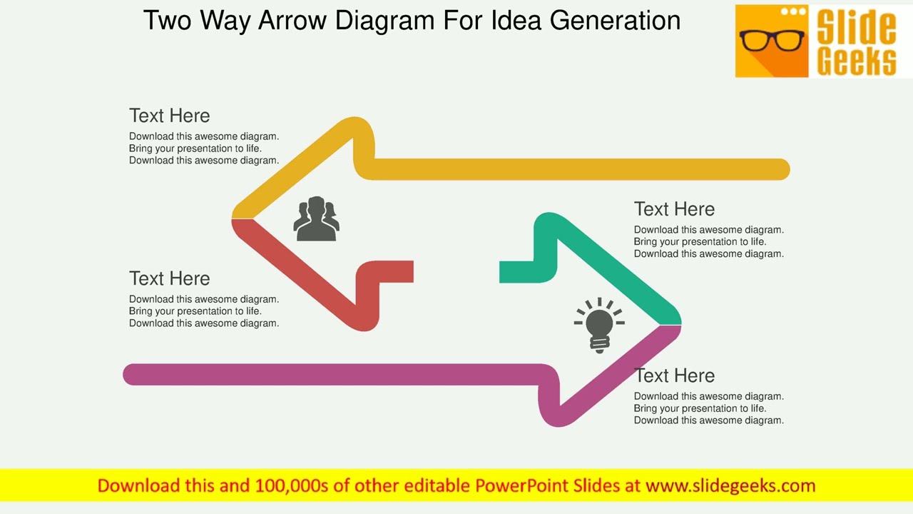 Two Way Arrow Diagram For Idea Generation Powerpoint Template смотреть онлайн