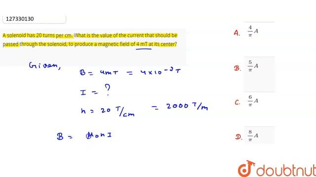 A solenoid has 20 turns per cm. What is the value of the current that should be passed смотреть онлайн
