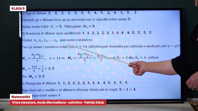 e Mesimi Klasa 9 - 9080 Matematikë - Vlera mesatare, moda dhe mediana - ushtrime смотреть онлайн