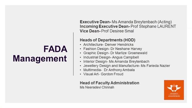 University of Johannesburg Faculty of Art, Design and Architecture (FADA) Deans Welcome смотреть онлайн