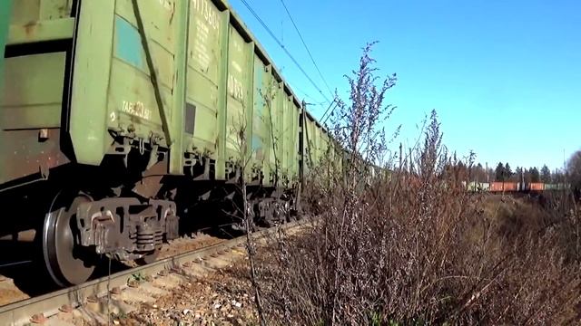 Электровоз ВЛ11.8-831 с грузовым поездом и приветливый машинист смотреть онлайн