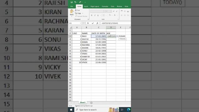 AGE FOUMULA IN EXCEL смотреть онлайн