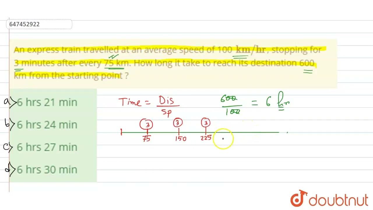 An express train travelled at an average speed of 100 km//hr, stopping for 3 minutes after every... смотреть онлайн