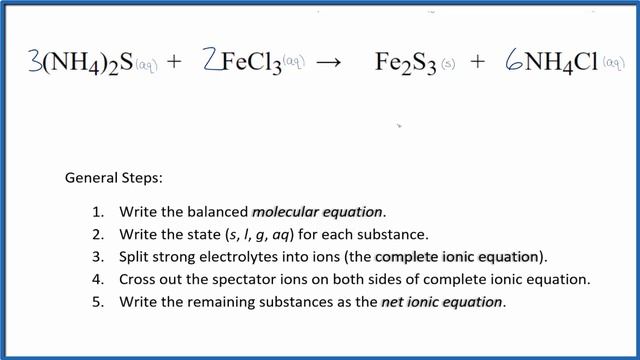 How to Write the Net Ionic Equation for (NH4)2S + FeCl3 = Fe2S3 + NH4Cl смотреть онлайн