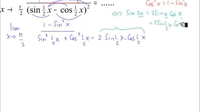 🔴[LIMIT]🔴limit X mendekati phi/ 2 dari 1 - Sin kuadrat X / Sin setengah X dikurang cos setengah x смотреть онлайн