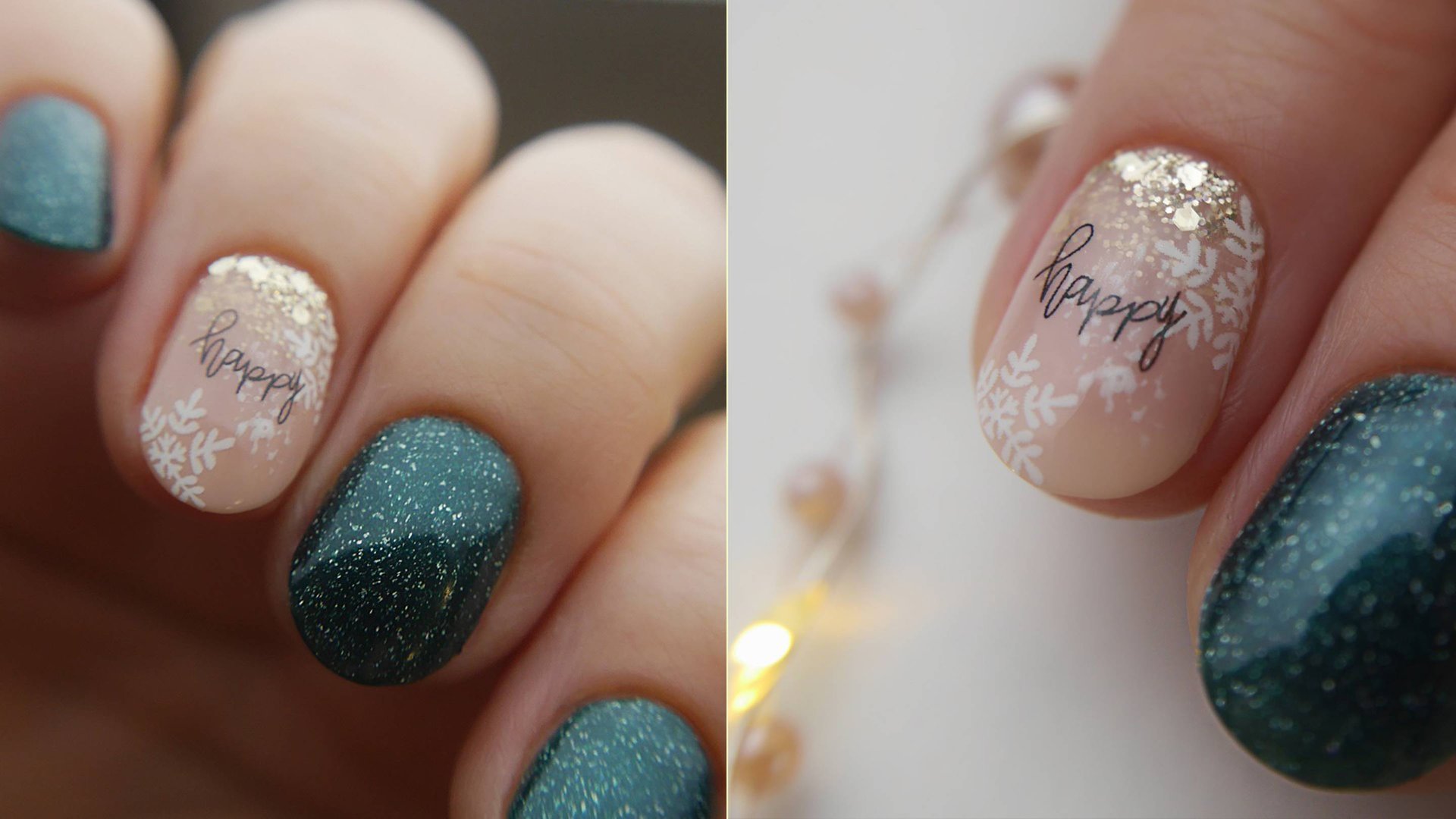 Новогодний блестящий маникюр на короткие ногти (обычный лак) смотреть онлайн