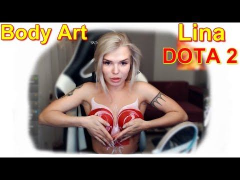 Sorabi | Боди-арт стрим на Твиче ( Lina - Dota 2 ) | Body Paint Twitch Ru