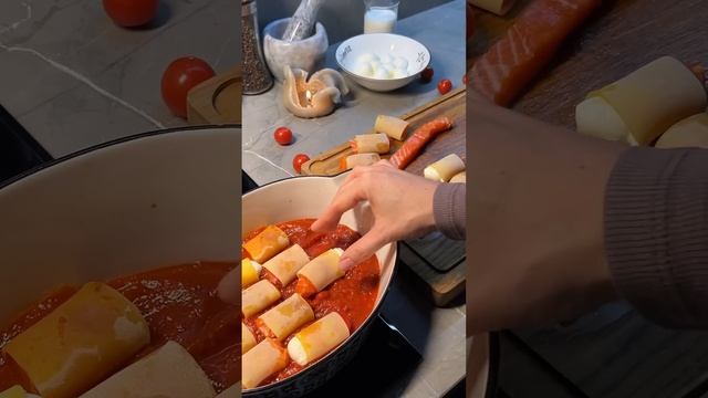 Паста с лососем в томатно-сливочном соусе #паста #простойрецепт #pasta #food #лосось смотреть онлайн