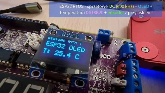 ESP32 RTOS + OLED + sprzętowe I2C + DS18B20 + Enkoder z przyciskiem смотреть онлайн