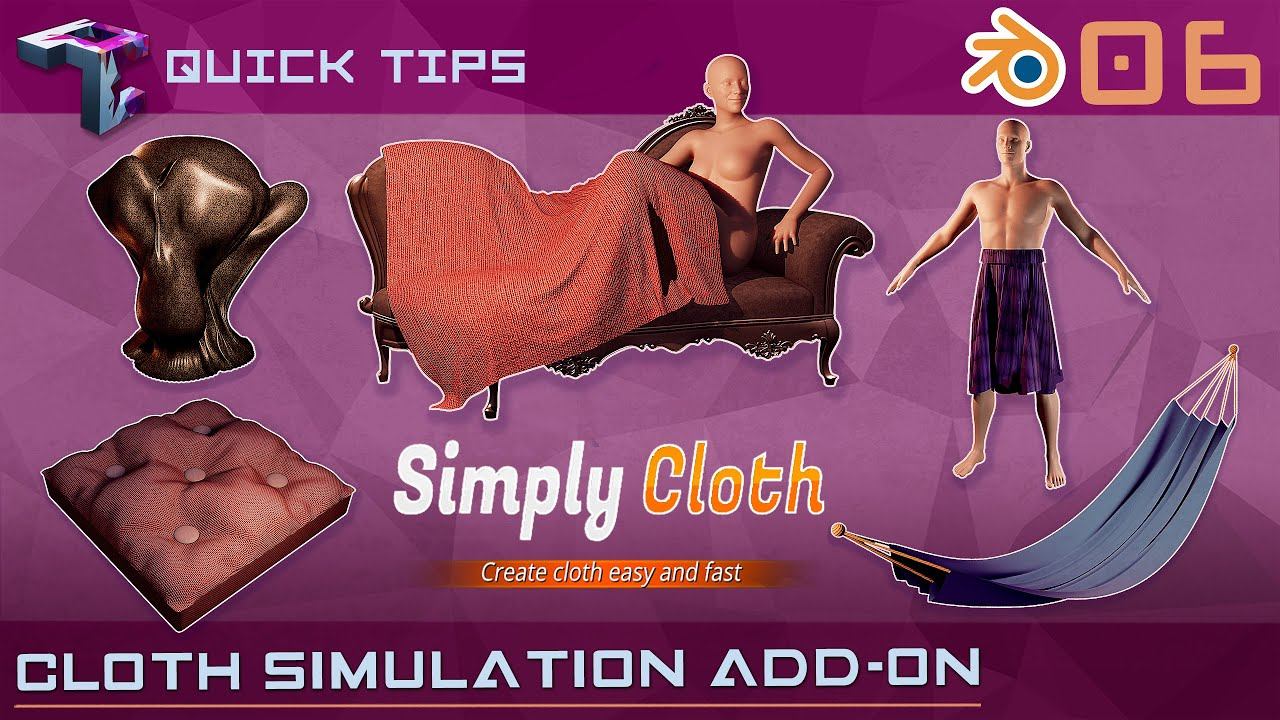 QUICK TIPS | Simple Cloth Simulation With Blender Add-on "Simply Cloth"! смотреть онлайн