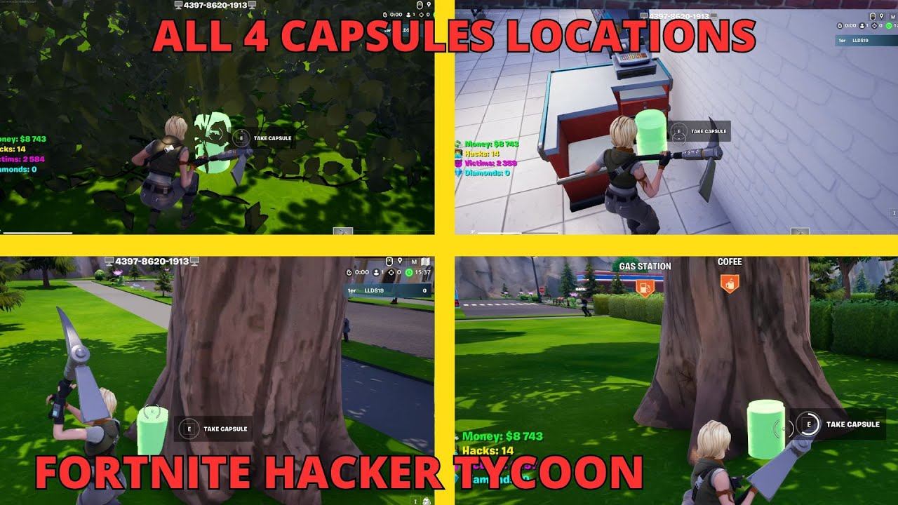 How to find the 4 capsules in hacker tycoon fortnite ALL 4 CAPSULES LOCATIONS HACKER TYCOON TUTORIA смотреть онлайн